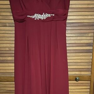 Dancing Queen Burgundy Maxi Dress with Crystal Detail